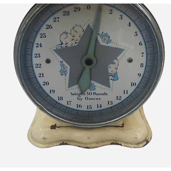 Antique WICKER Infant Baby Scale Metal With Original BASKET Shabby Chic Nursery - Picture 3 of 16